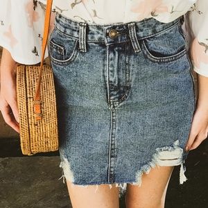 Distressed Jean Skirt